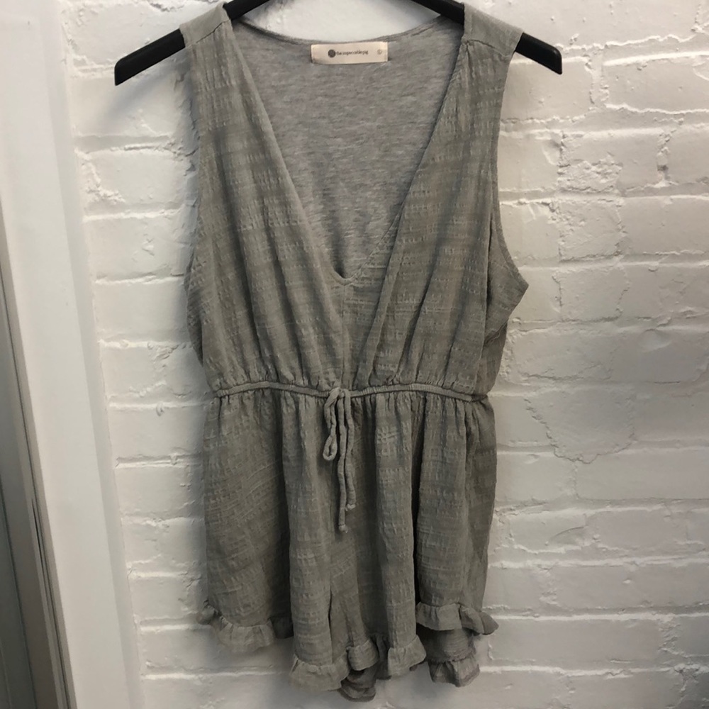 GRAY DEEP V ROMPER SIZE LARGE